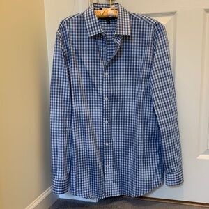 Banana Republic Blue and White Checkered Men's Shirt